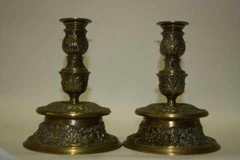 pair of cast brass candlesticks
