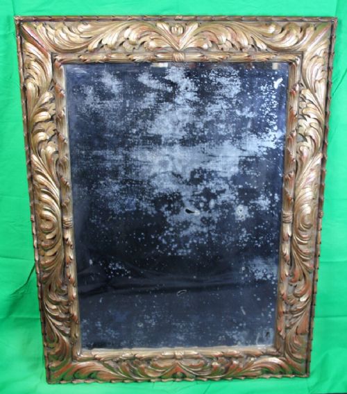 large c19th carved gilt wood mirror