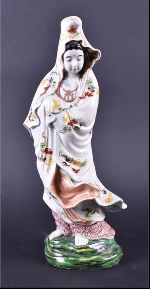 a late c19th ceramic figure of guan yin
