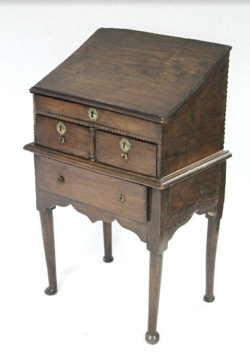 c18th elm bible box on stand