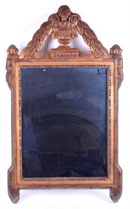 early c19th carved gilt wood wall mirror