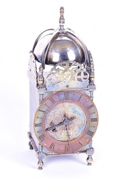 silver plated lantern clock