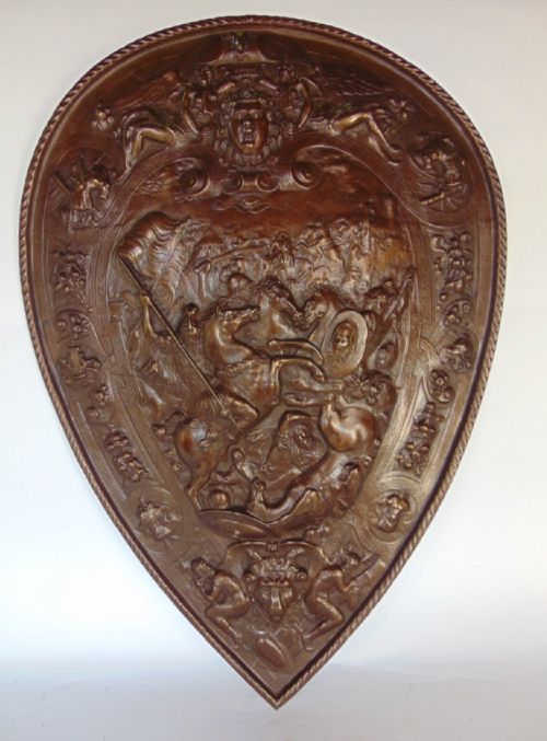 c19th cast iron bronzed finished shield