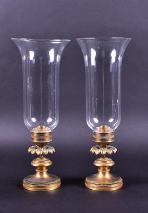 a pair of regency brass storm lanterns