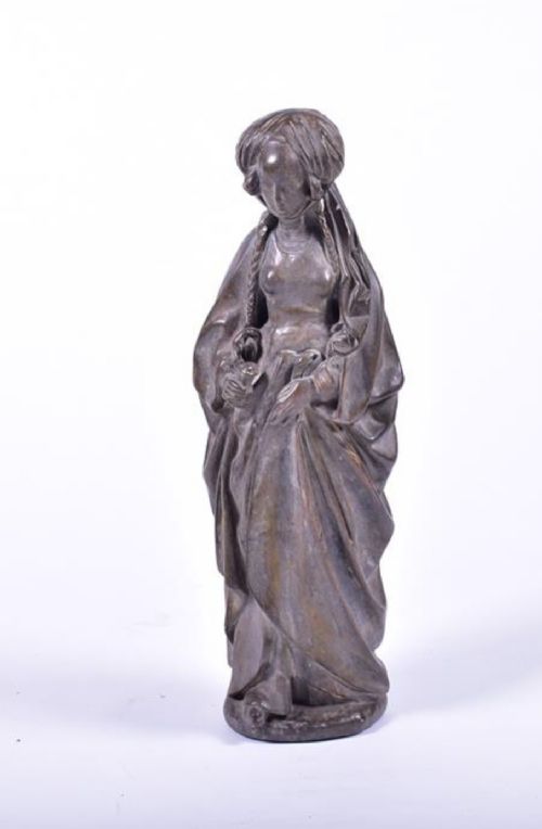 c19th plaster figure of a medieval wood carving