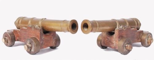pair of edwardian desk top cannons