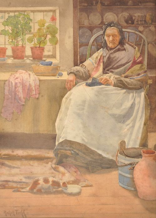 a comfortable couple watercolour by ralph todd newlyn school 18561932