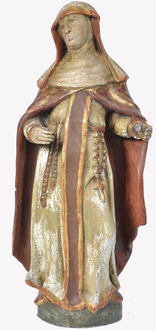 c18th polychrome carved wooden figure of a nun