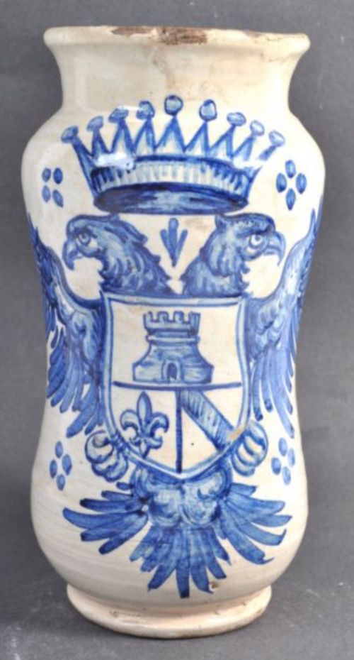 c18th italian maiolica albarello vase