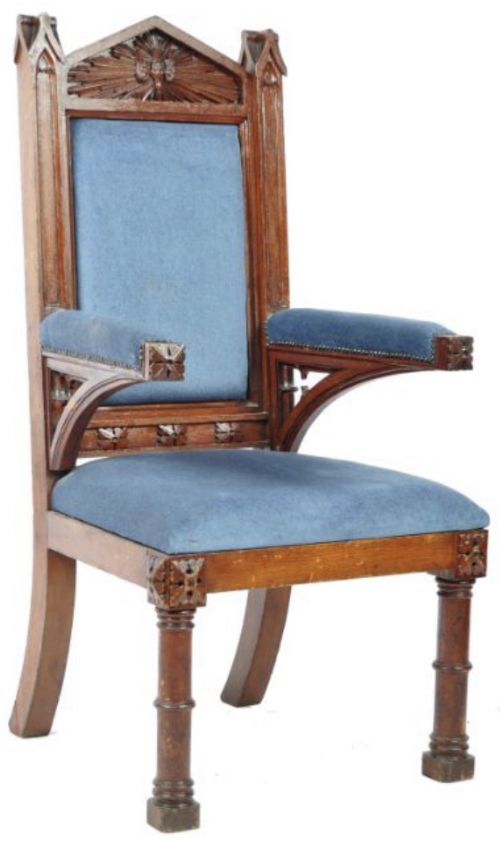 c19th large gothic armchair in oak