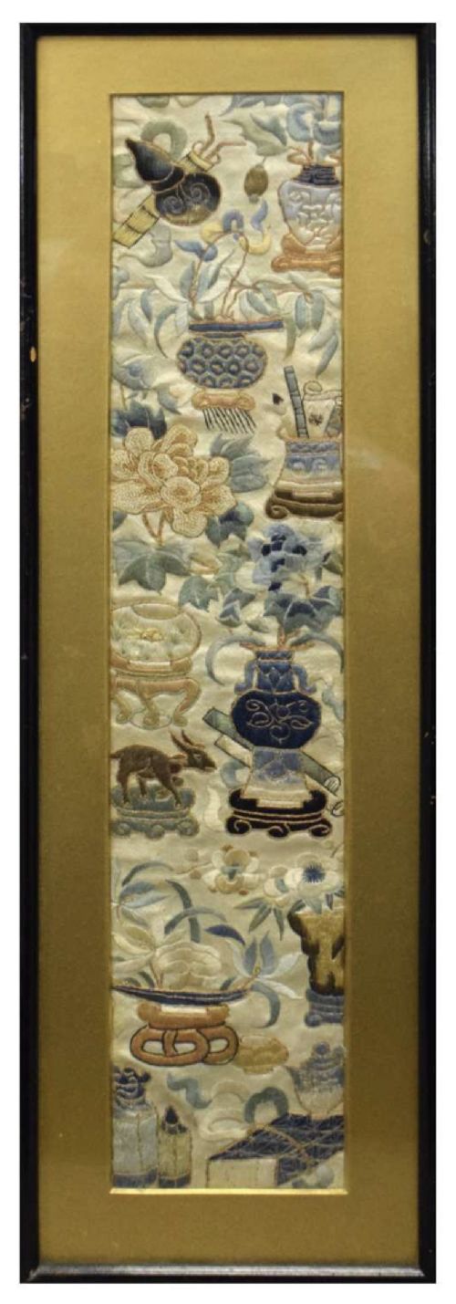 c1900 chinese silk sleeve panel