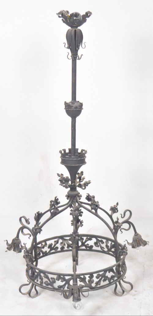 c19th wrought iron gothic chandelier