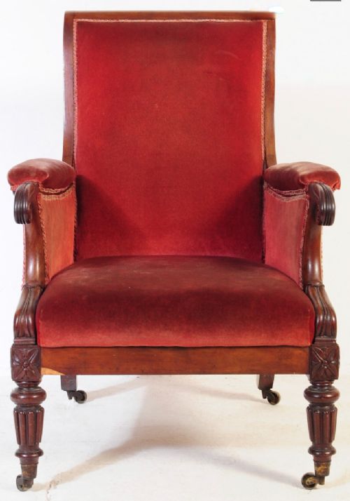 a c19th mahogany library armchair in the manner of gillows