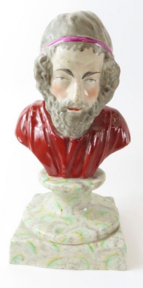 a large enoch wood pottery bust of homer