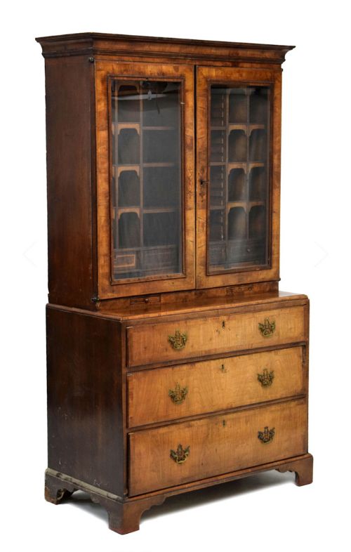 george i walnut cabinet on chest with fully appointed interior
