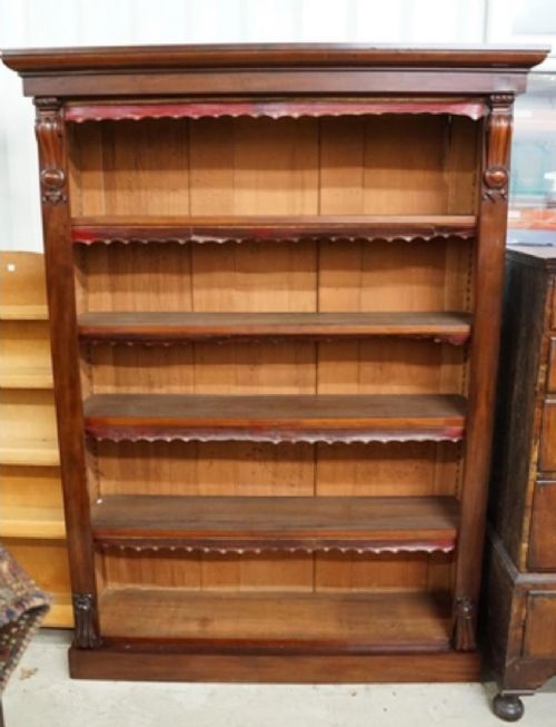large c19th open bookcase with five shelves