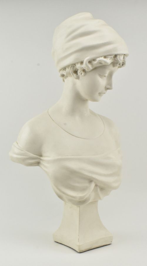 early c20th plaster bust of a young lady