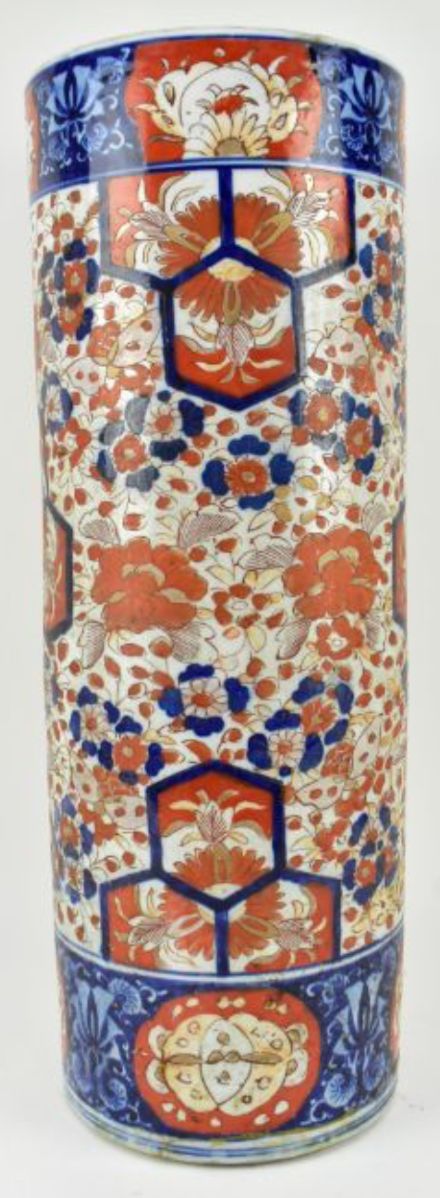 japanese imari cylindrical umbrella stand