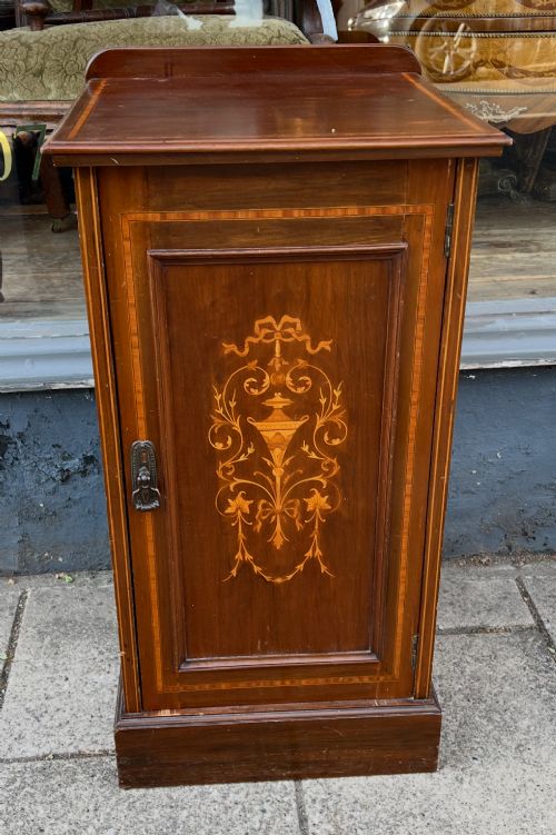 c19th inlaid bedside cupboard