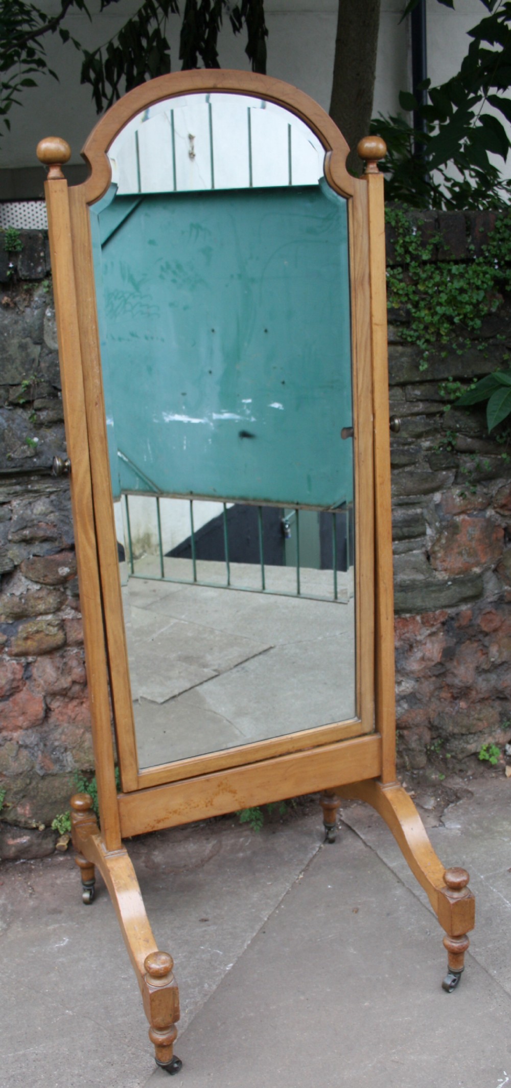 a large shop studio walnut cheval mirror