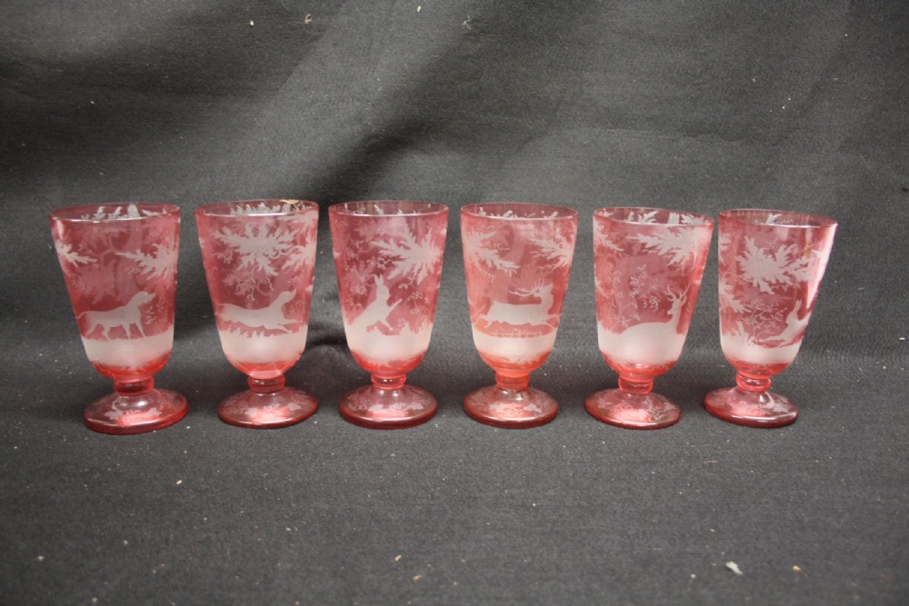 set of six bohemian glasses