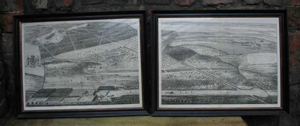 set of four prints grimsthorpe in the county of lincolne c1707 by johannes kip