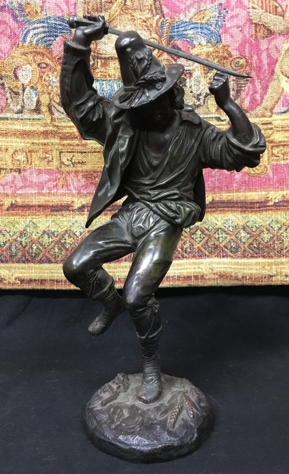 c19th bronze of a dancer with a sword