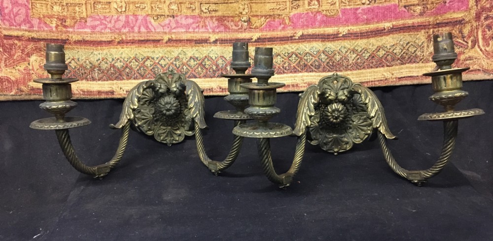 pair of regency gilt brass candle sconces