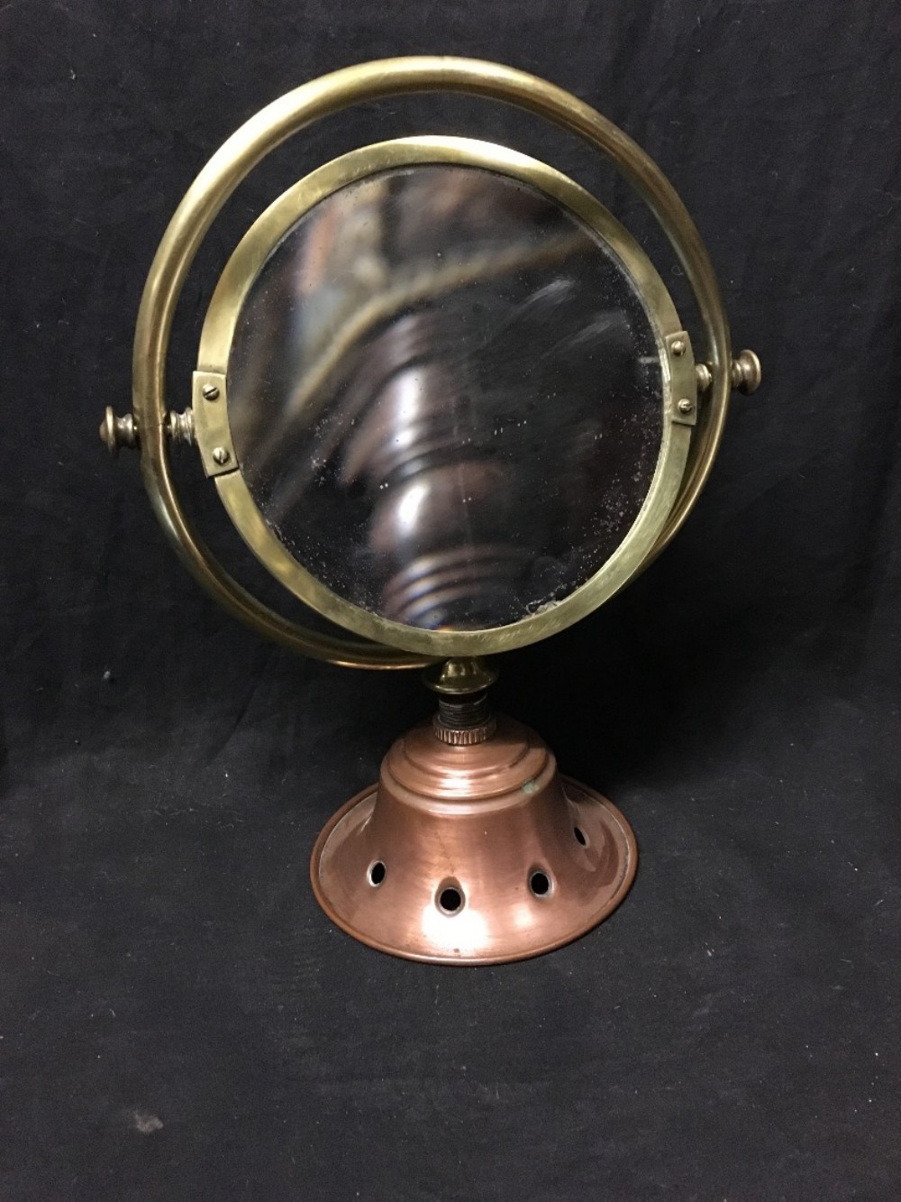 1920s brass and copper bathroom mirror