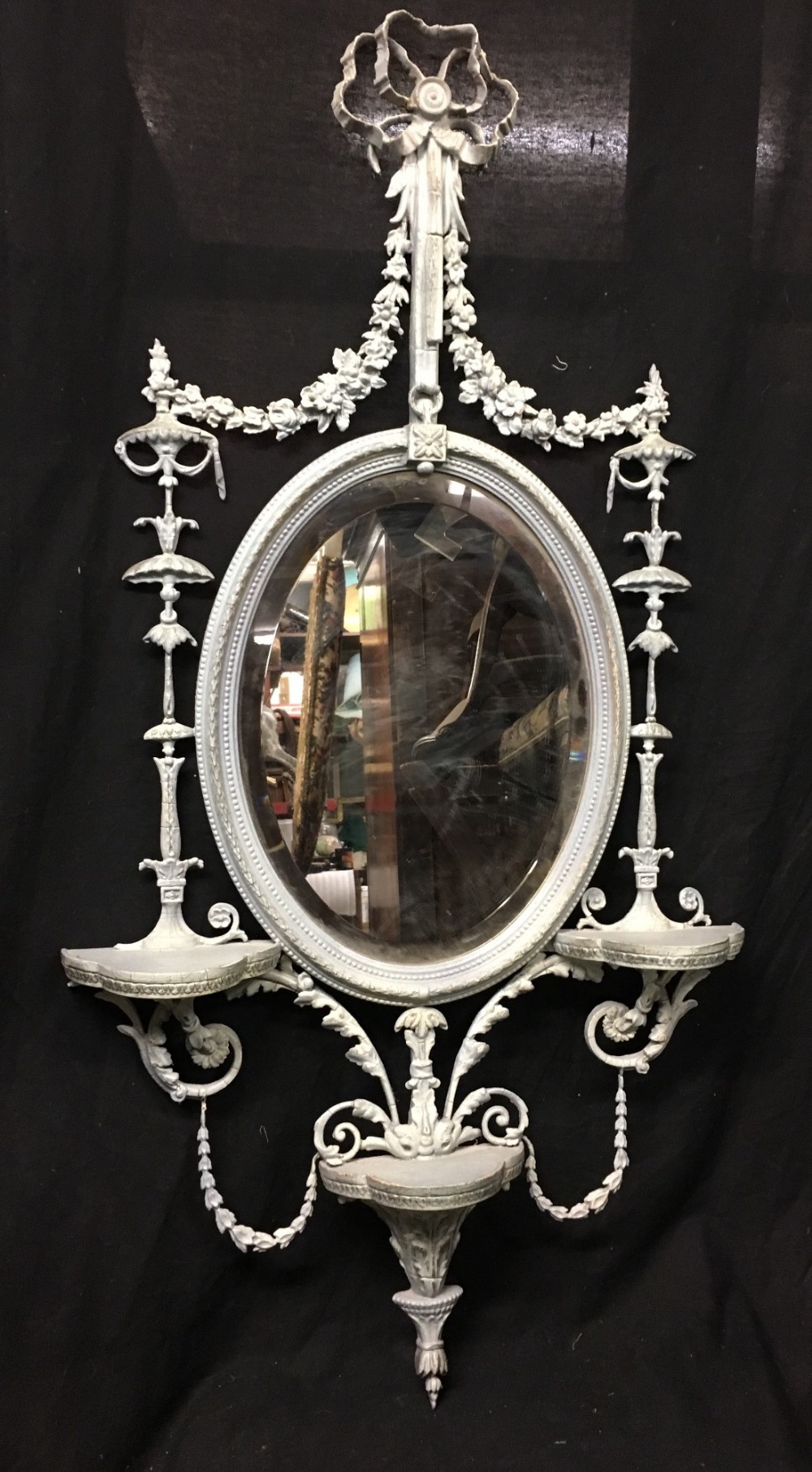 c19th adam style mirror with old painted finish