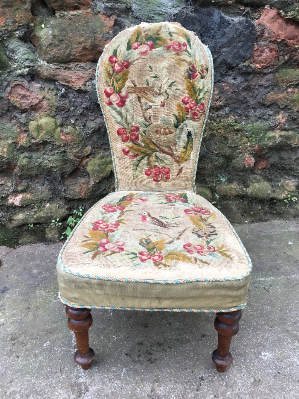 c19th embroidered child's chair