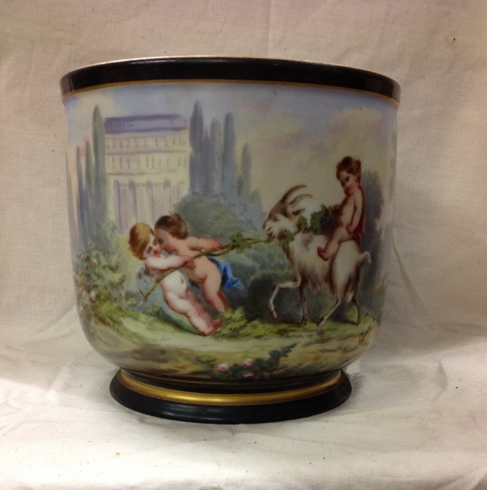 c19th hand painted wine cooler