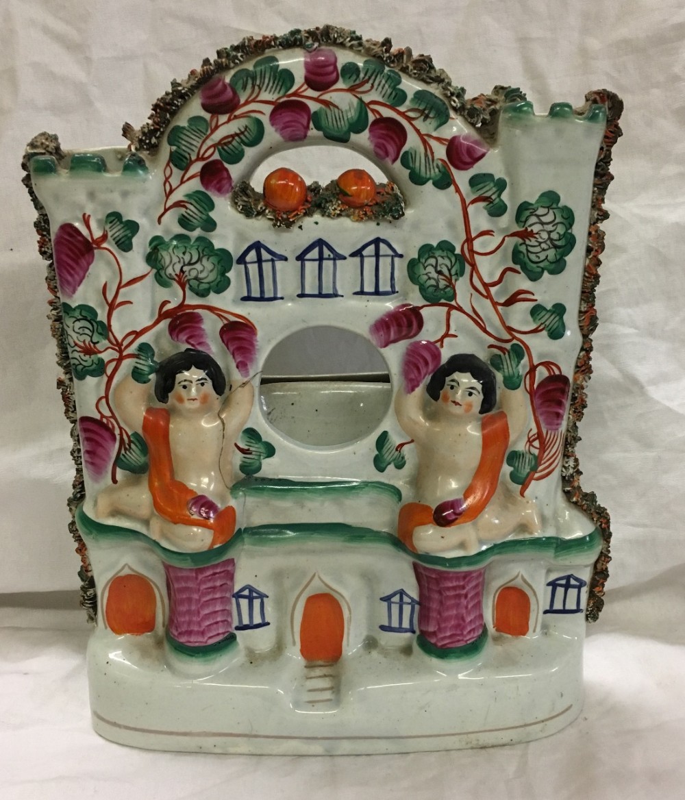 c19th staffordshire castle watch stand