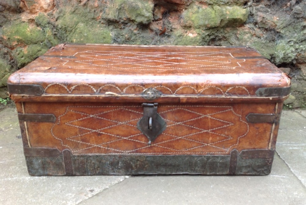 c18th leather covered spanish box