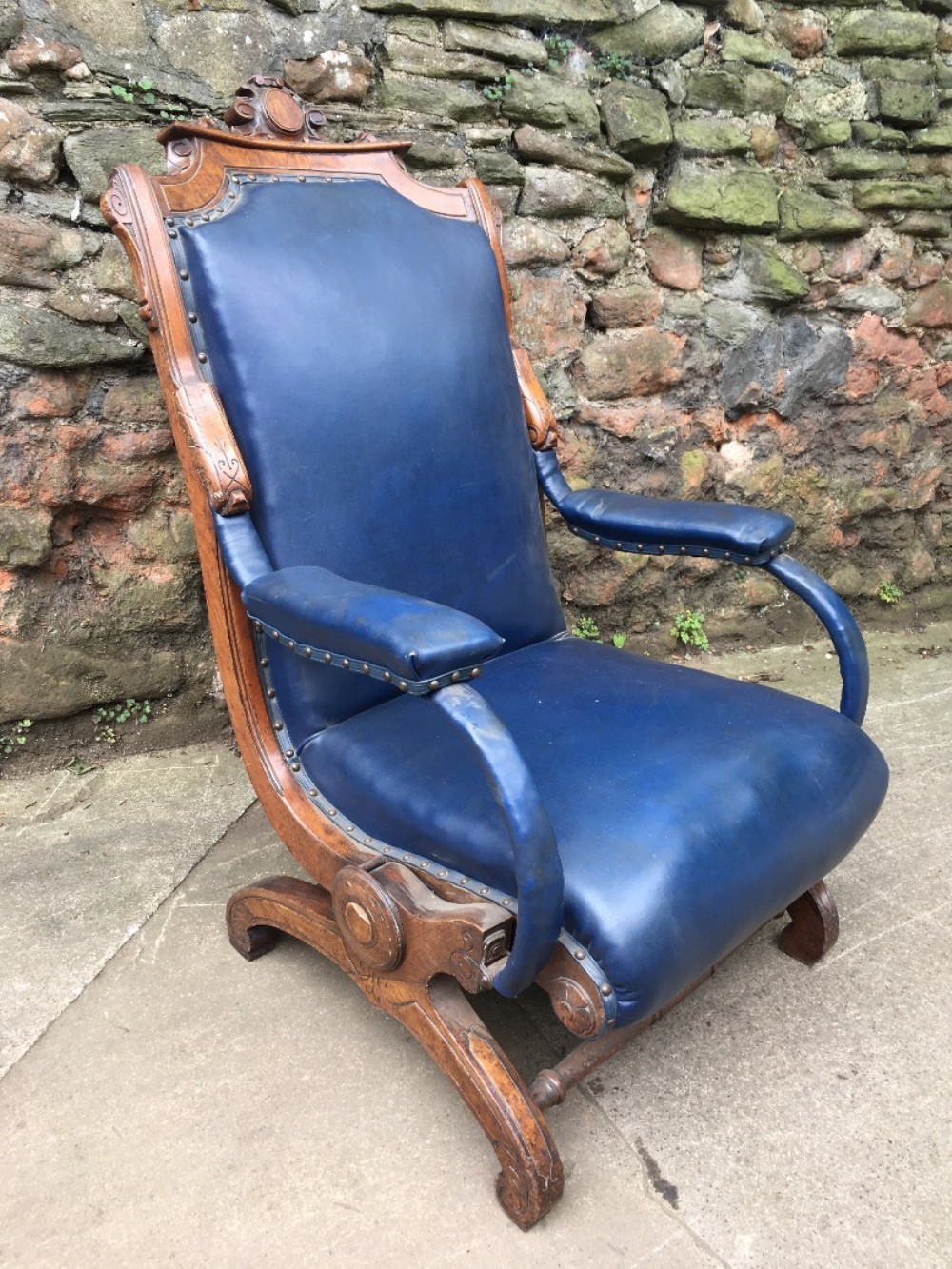 c19th patented rocking chair in walnut