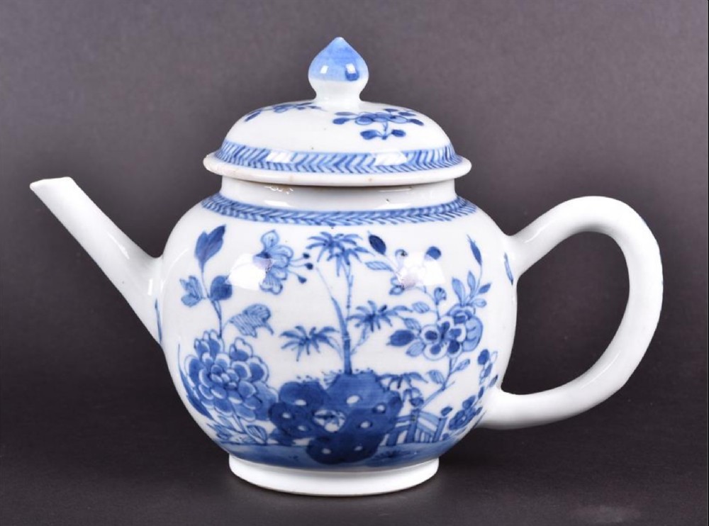 13 a late 18th century chinese blue and white porcelain teapotdecorated with foliate motifs