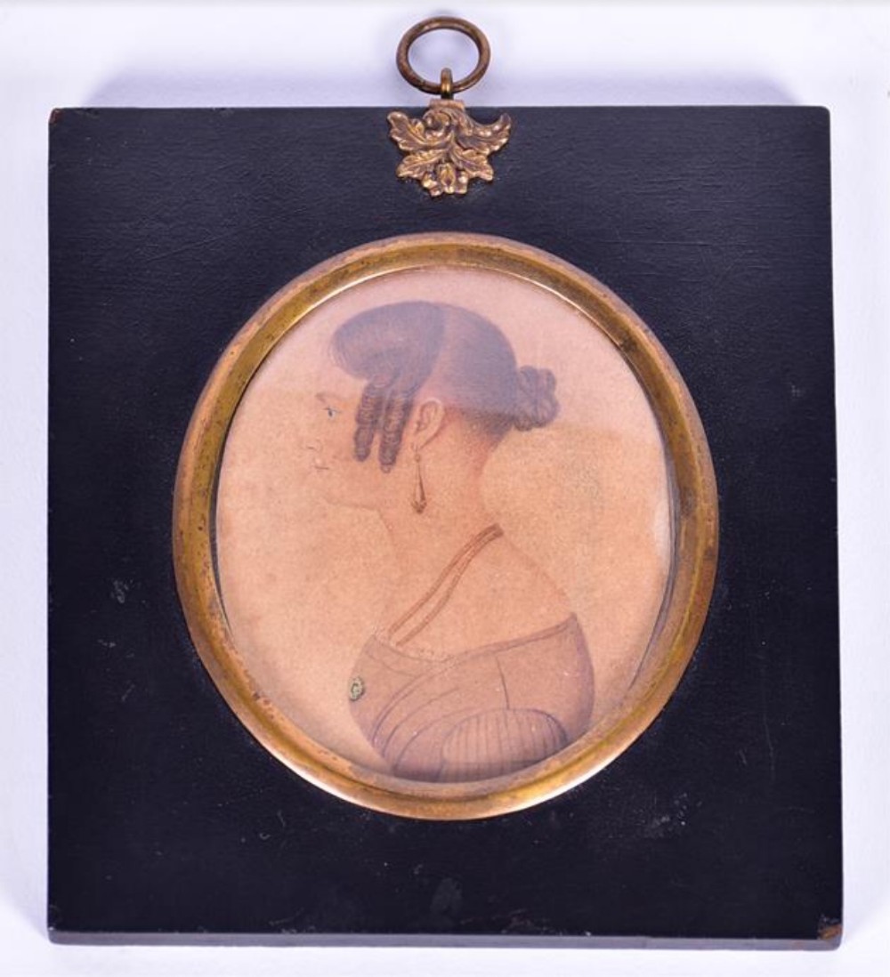 a 19th american portrait miniature depicting a young lady
