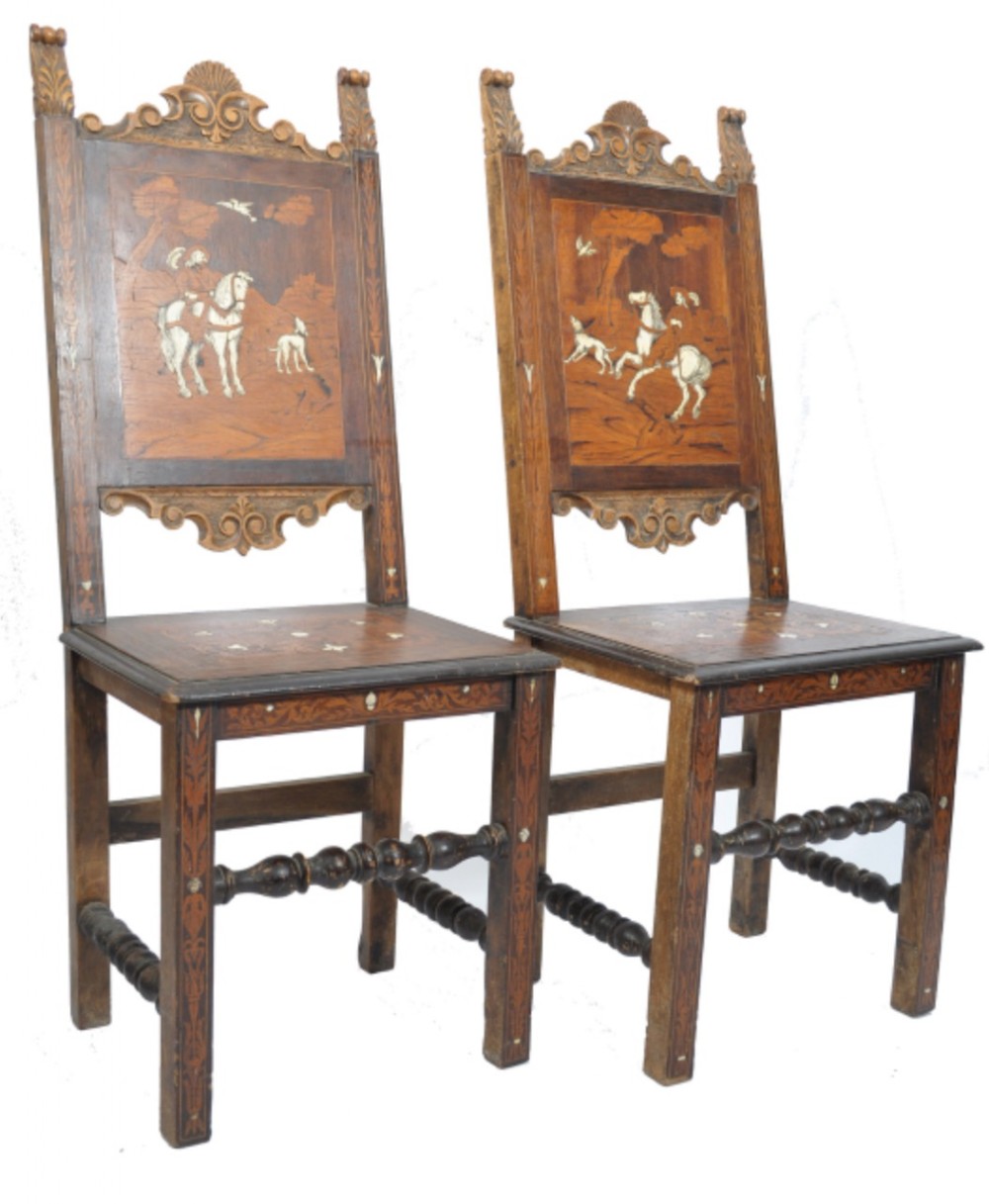 a pair of inlaid italian chairs