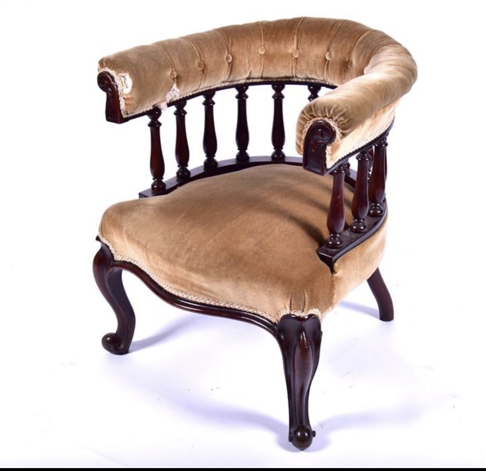 c19th upholstered office club armchair