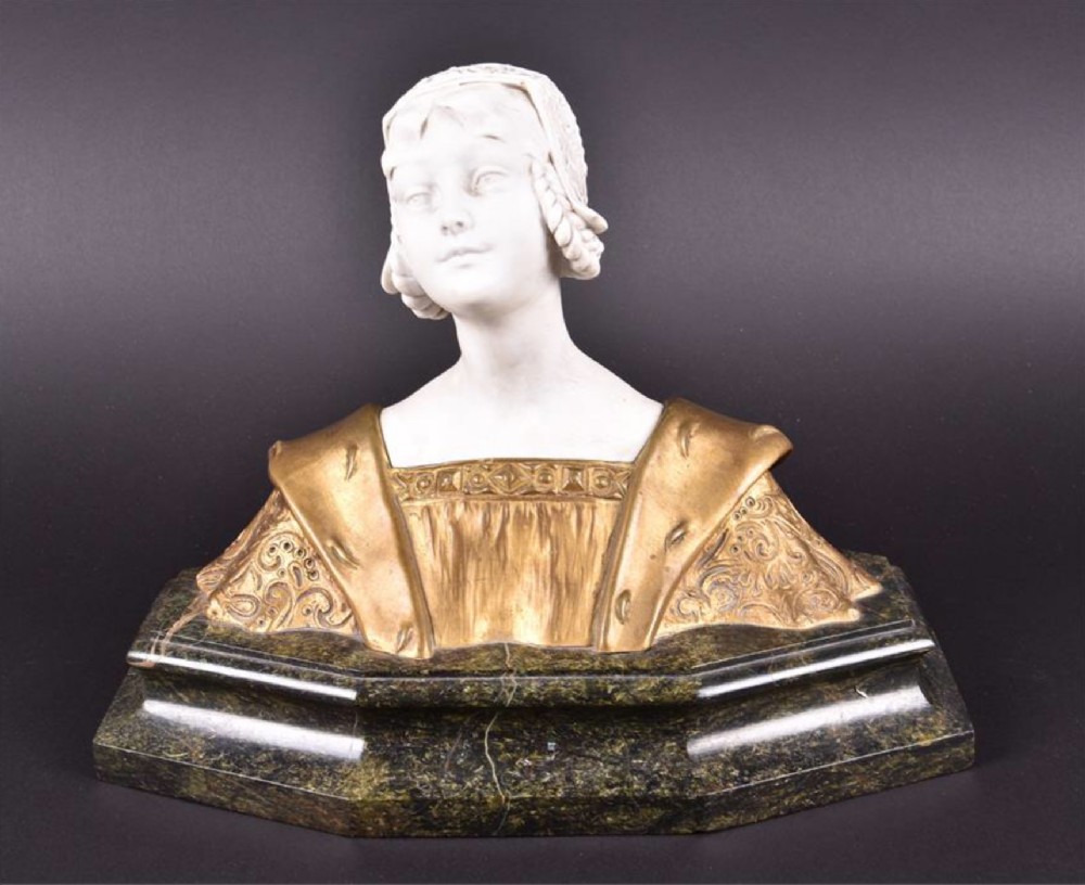 c19th french ormulo and parian bust on marble base
