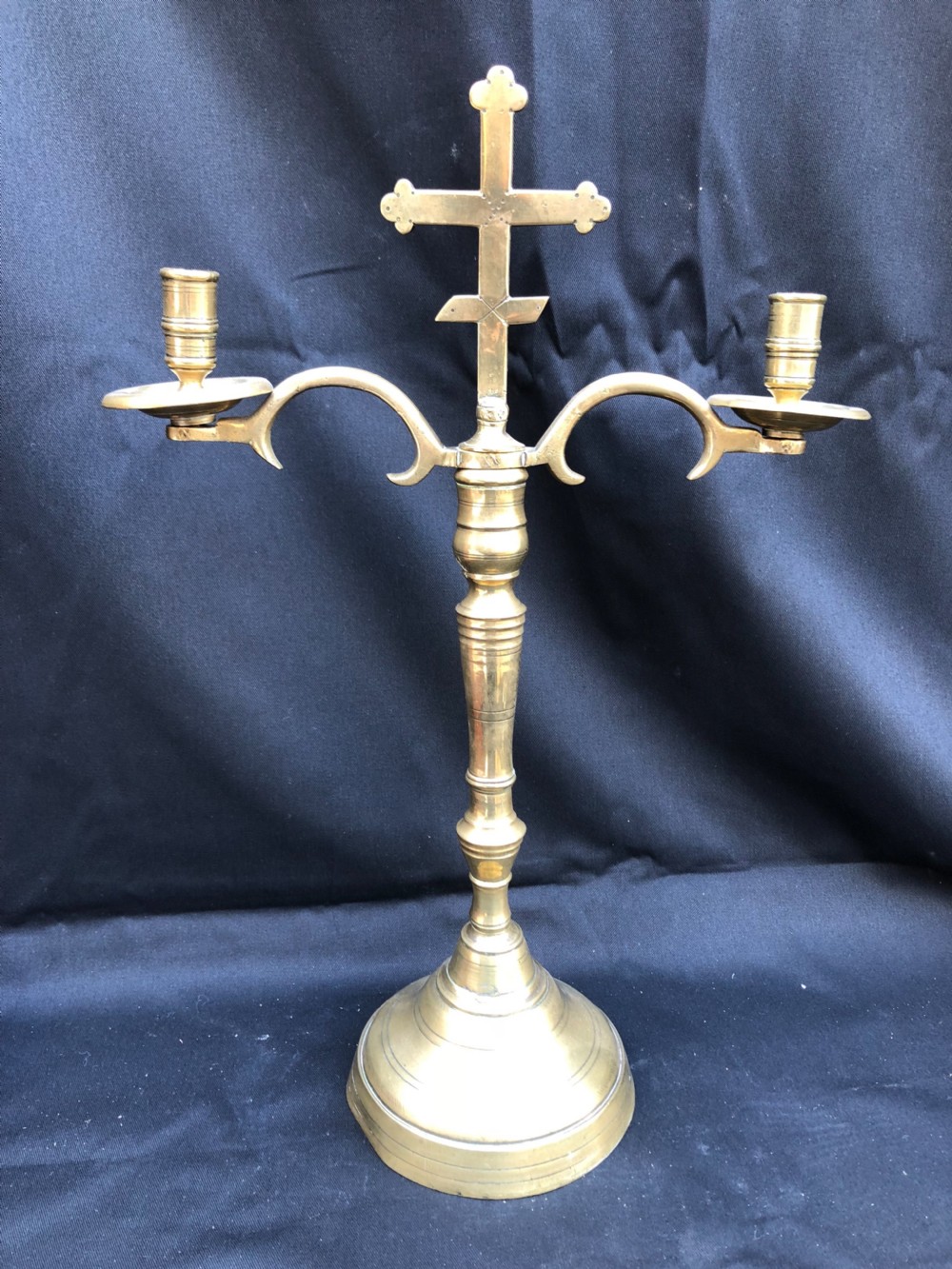 c18th church brass candelabra