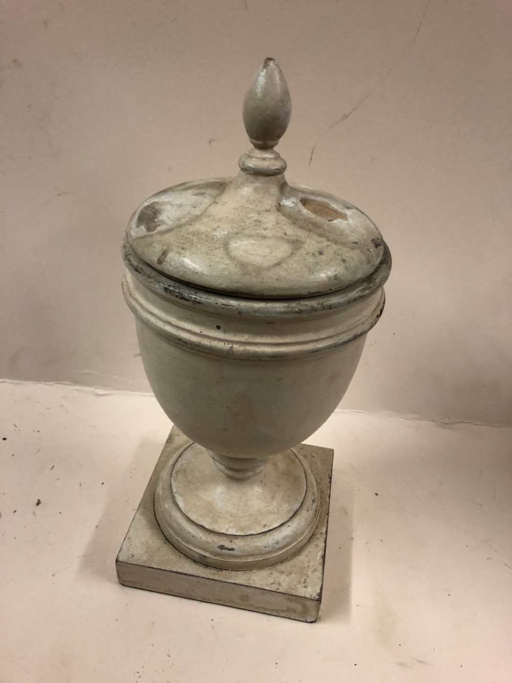 edwardian turned wooden urn and cover