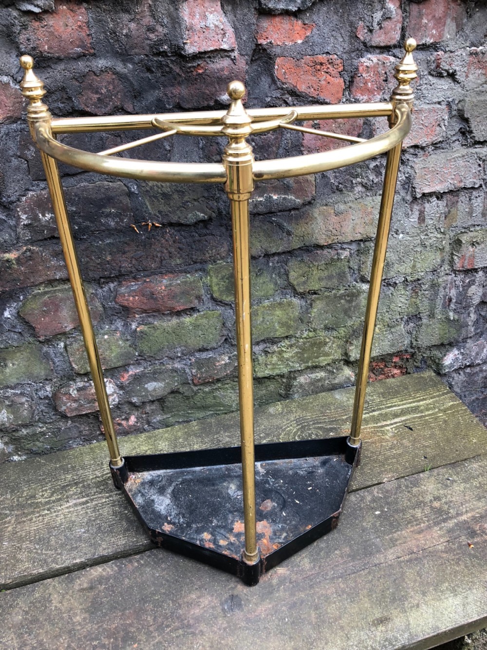 edwardian brass and steel umbrella stick stand