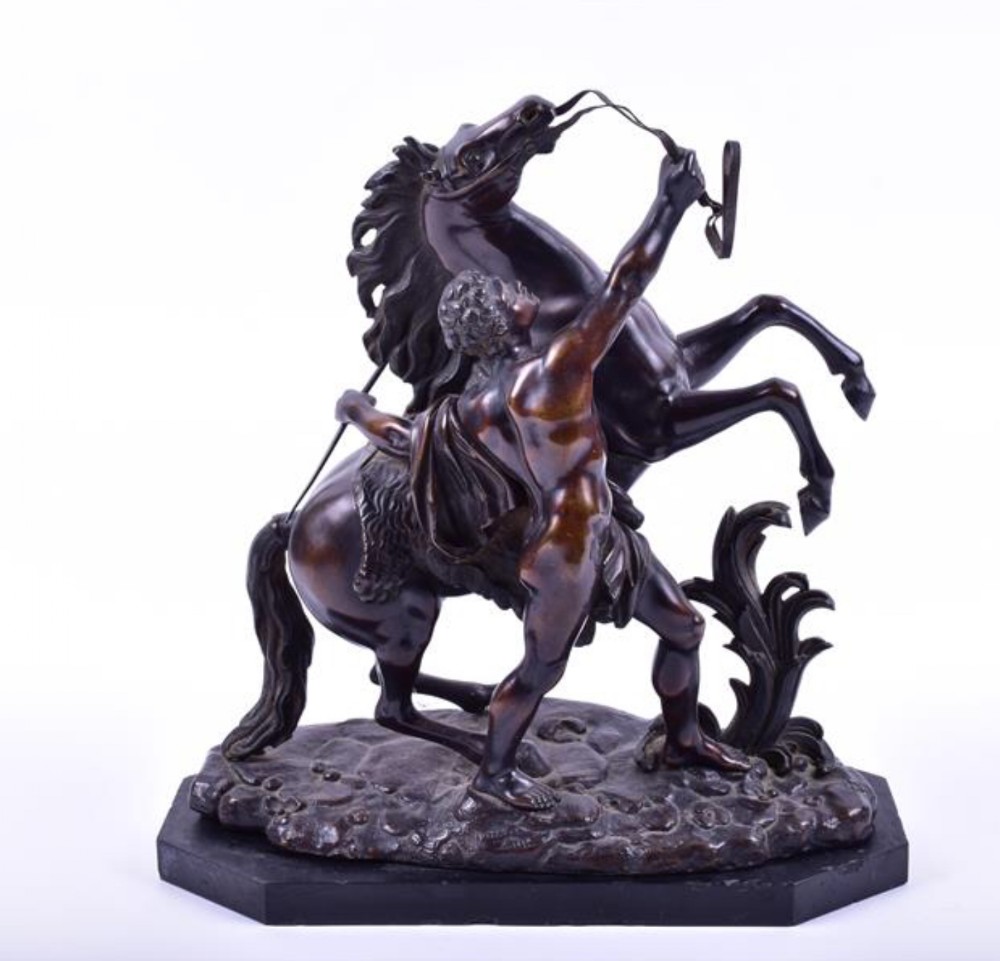 c19th cast bronze marley horse and handler