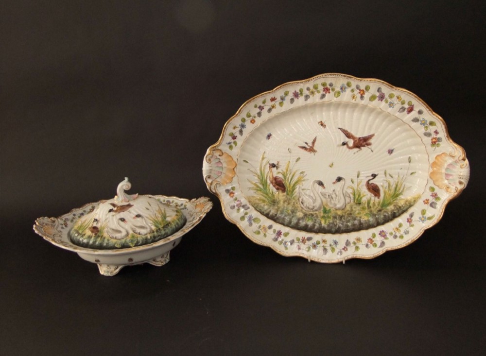 c19th naples covered tureen and stand