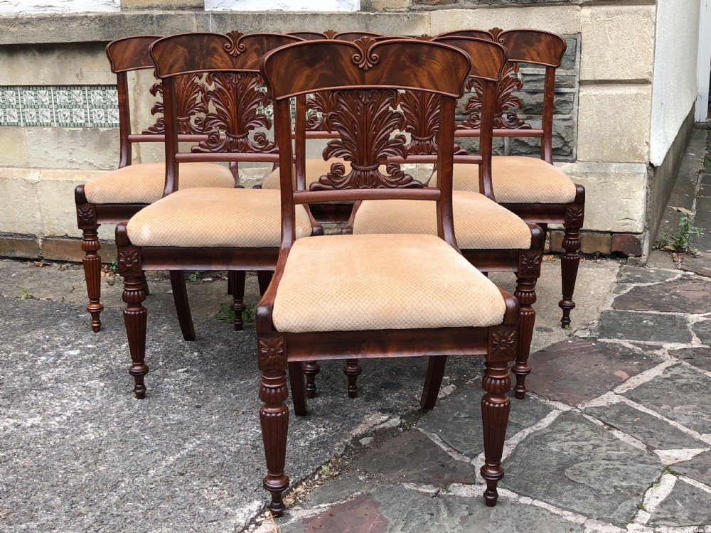 set of six carved mahogany dining chairs