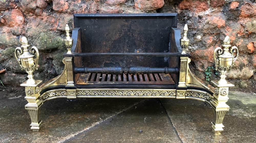 edwardian fire grate in steel and brass and cast iron