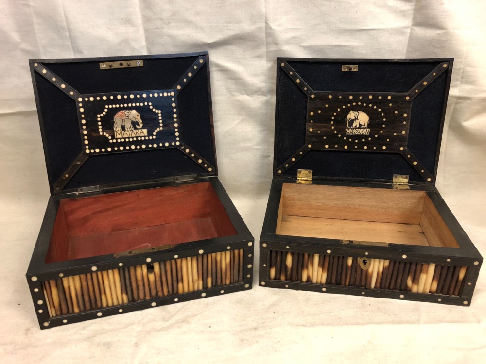 two ceylon quillwork boxes
