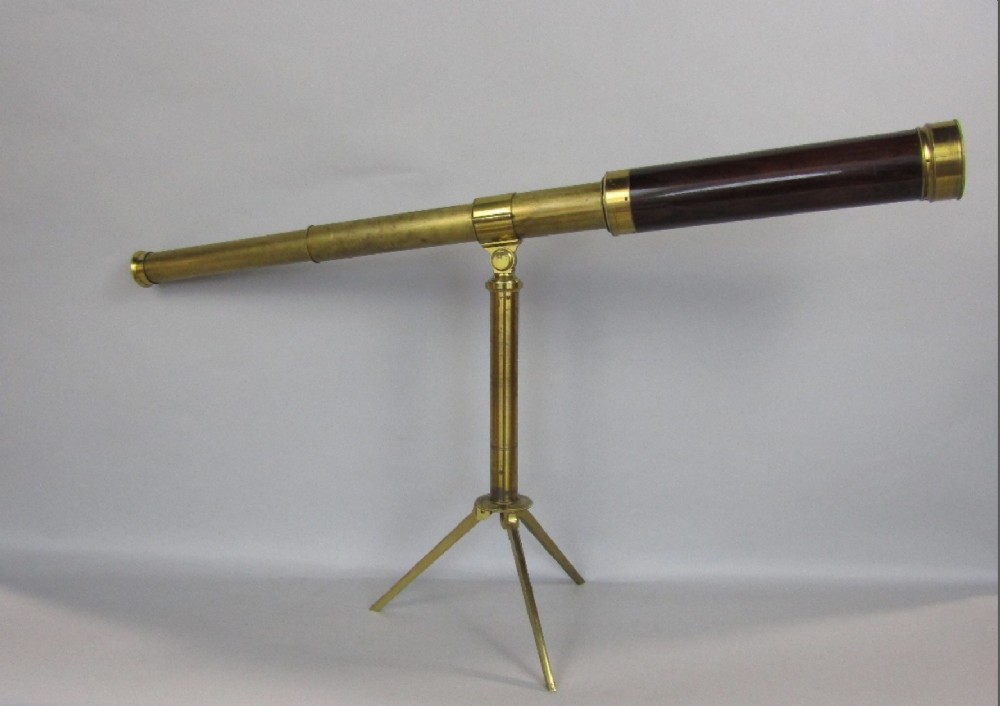 c19th mahogany and brass telescope on stand