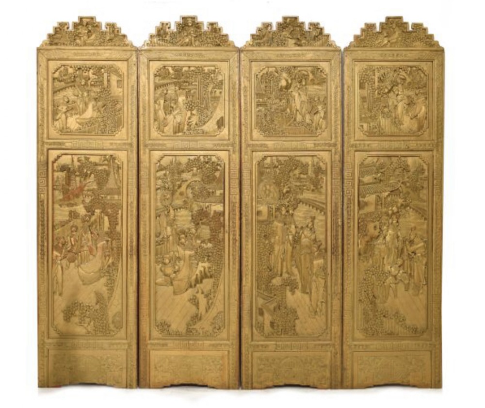 1920s set of four chinese wall panels